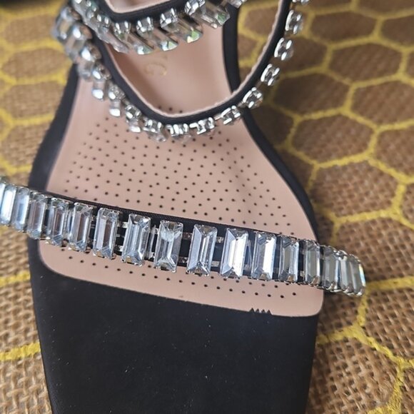 Azalea Wang Black Crystal Rhinestone Stiletto Heels - Picture 4 of 6